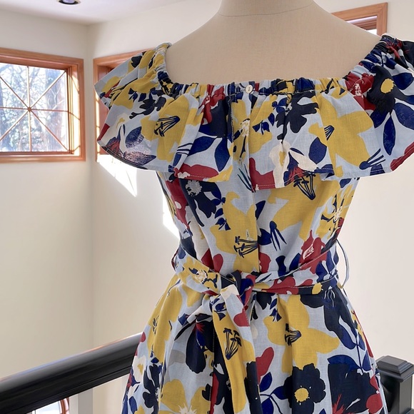 Zara Off-Shoulder Dress, S.  Cotton-linen blend - Picture 2 of 5